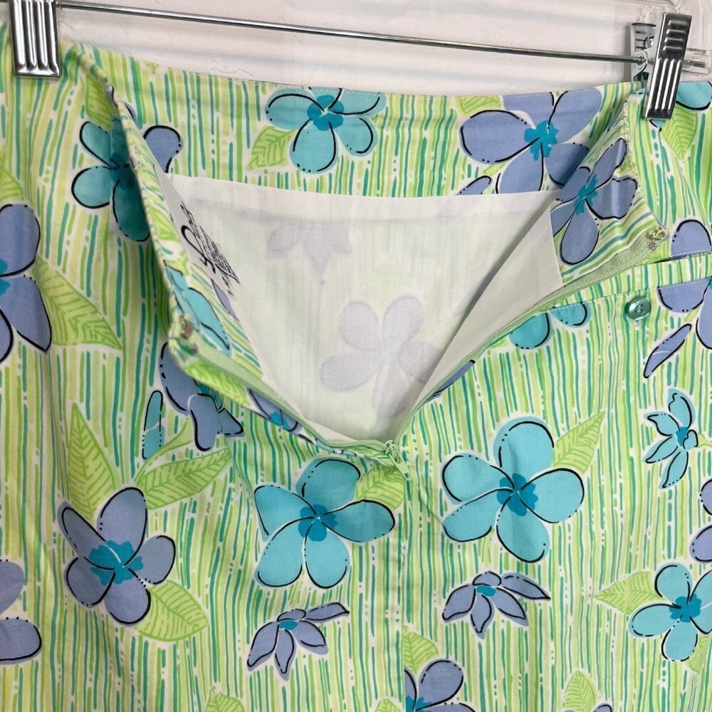 Lilly Pulitzer green floral mini skirt Size 10 tropical vacation A-line - Picture 6 of 9